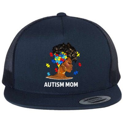 African Black Autism Mom Afro Mother Autism Awareness Mama Flat Bill Trucker Hat