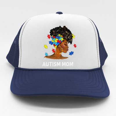 African Black Autism Mom Afro Mother Autism Awareness Mama Trucker Hat