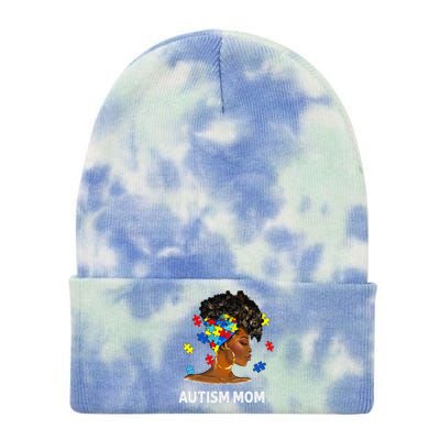 African Black Autism Mom Afro Mother Autism Awareness Mama Tie Dye 12in Knit Beanie