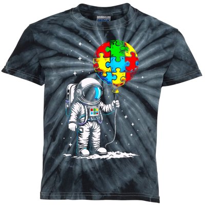 Astronaut Balloon Autism Awareness Space Autistic Boy Kids Tie-Dye T-Shirt