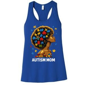 African Black Autism Mom Afro Mother Autism Awareness Mama Gift Women's Racerback Tank