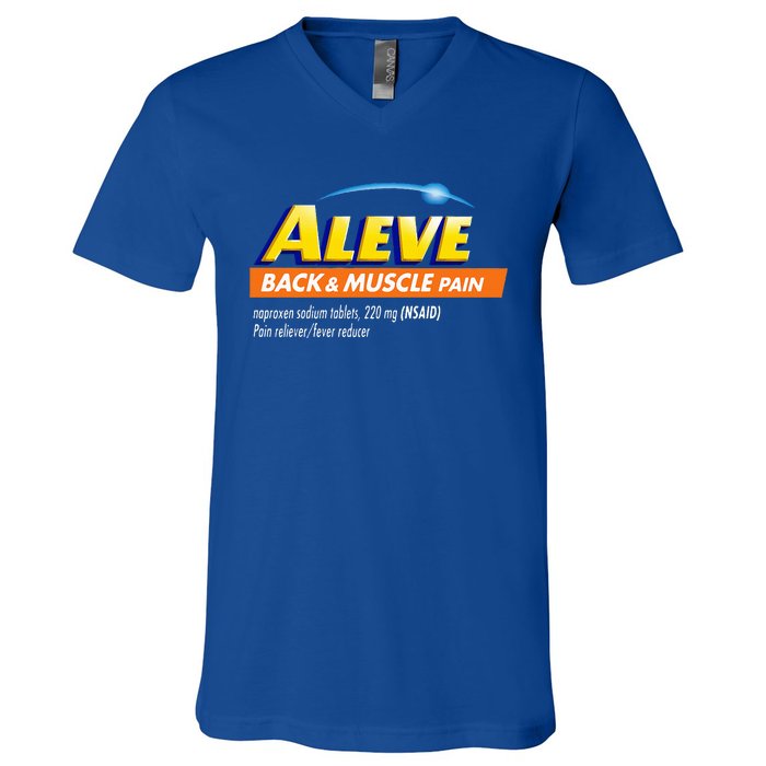 Aleve Back And Muscle Pain Nurse Pharmacy Halloween Costume V-Neck T-Shirt