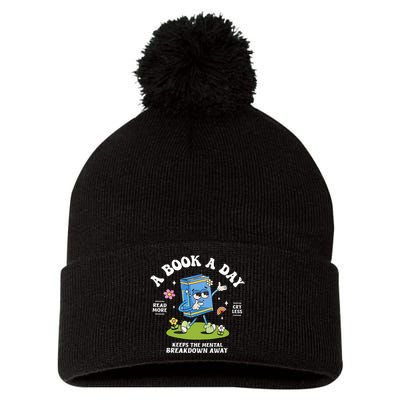 A Book A Day Keep The Mental Breakdown Away Reading Book Pom Pom 12in Knit Beanie