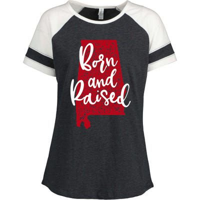 Alabama Born And Raised All Alabamian Girl Enza Ladies Jersey Colorblock Tee