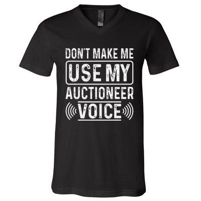 Auctioneer Bidding Auction Salesperson Public Sale V-Neck T-Shirt