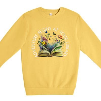 Adventure Begins At Your Library Summer Reading 2024 Premium Crewneck Sweatshirt