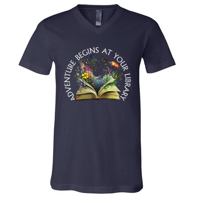 Adventure Begins At Your Library Summer Reading 2024 V-Neck T-Shirt