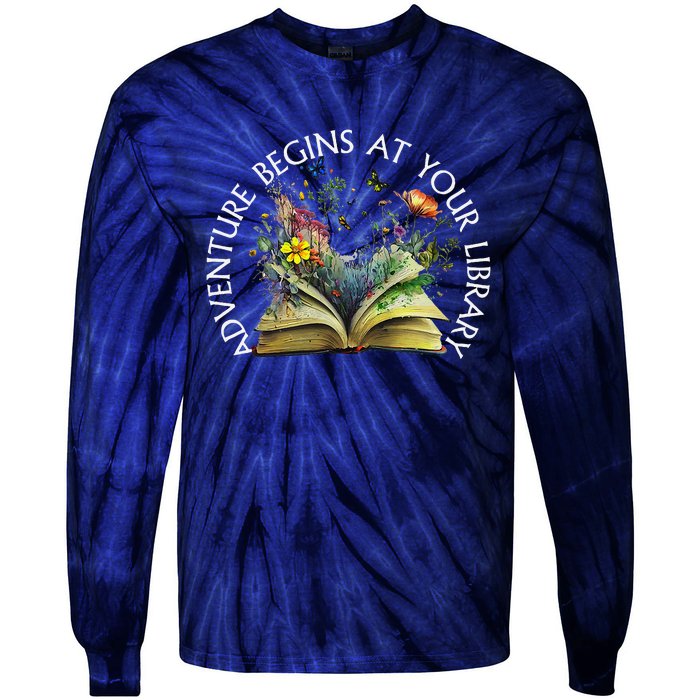 Adventure Begins At Your Library Summer Reading 2024 Tie-Dye Long Sleeve Shirt