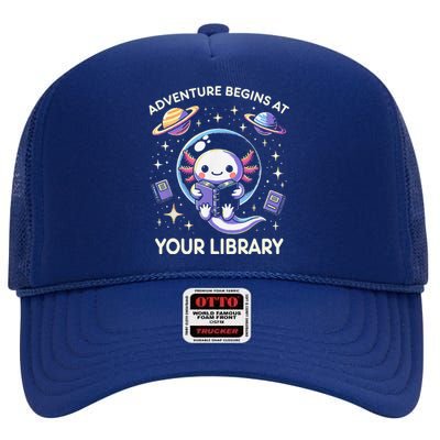 Adventure Begins At Your Library Summer Reading Program 2024 High Crown Mesh Back Trucker Hat