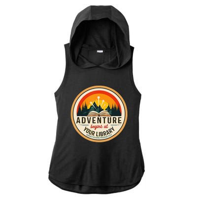 Adventure Begins At Your Library Summer Reading 2024 Ladies PosiCharge Tri-Blend Wicking Draft Hoodie Tank