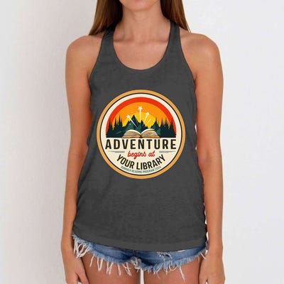 Adventure Begins At Your Library Summer Reading 2024 Women's Knotted Racerback Tank