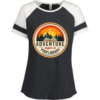 Adventure Begins At Your Library Summer Reading 2024 Enza Ladies Jersey Colorblock Tee