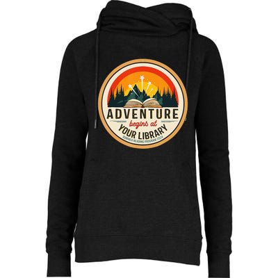 Adventure Begins At Your Library Summer Reading 2024 Womens Funnel Neck Pullover Hood