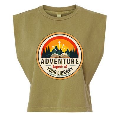 Adventure Begins At Your Library Summer Reading 2024 Garment-Dyed Women's Muscle Tee