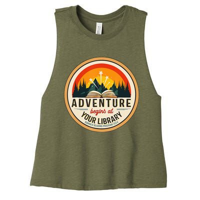 Adventure Begins At Your Library Summer Reading 2024 Women's Racerback Cropped Tank