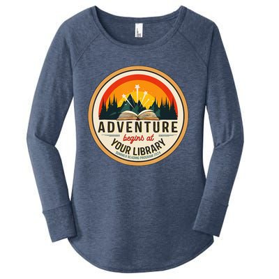 Adventure Begins At Your Library Summer Reading 2024 Women's Perfect Tri Tunic Long Sleeve Shirt