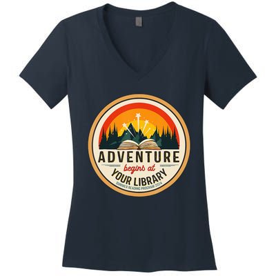 Adventure Begins At Your Library Summer Reading 2024 Women's V-Neck T-Shirt