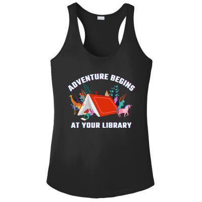 Adventure Begins At Your Library Summer Reading 2024 Ladies PosiCharge Competitor Racerback Tank