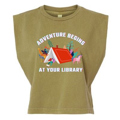 Adventure Begins At Your Library Summer Reading 2024 Garment-Dyed Women's Muscle Tee