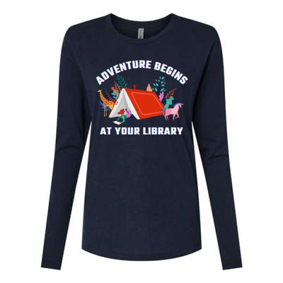 Adventure Begins At Your Library Summer Reading 2024 Womens Cotton Relaxed Long Sleeve T-Shirt