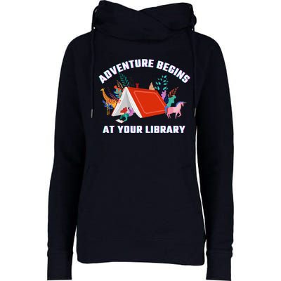 Adventure Begins At Your Library Summer Reading 2024 Womens Funnel Neck Pullover Hood