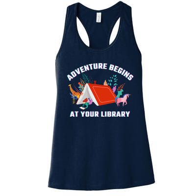 Adventure Begins At Your Library Summer Reading 2024 Women's Racerback Tank