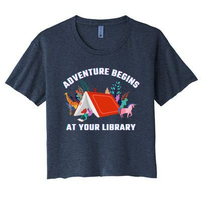 Adventure Begins At Your Library Summer Reading 2024 Women's Crop Top Tee