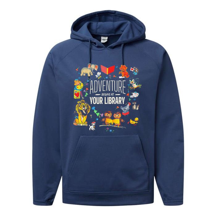 Adventure Begins At Your Library Summer Reading 2024 Animals Performance Fleece Hoodie