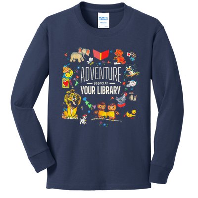 Adventure Begins At Your Library Summer Reading 2024 Animals Kids Long Sleeve Shirt