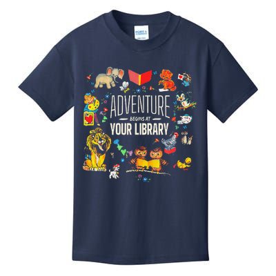 Adventure Begins At Your Library Summer Reading 2024 Animals Kids T-Shirt