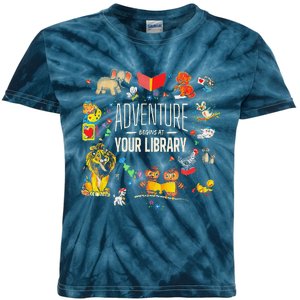 Adventure Begins At Your Library Summer Reading 2024 Animals Kids Tie-Dye T-Shirt