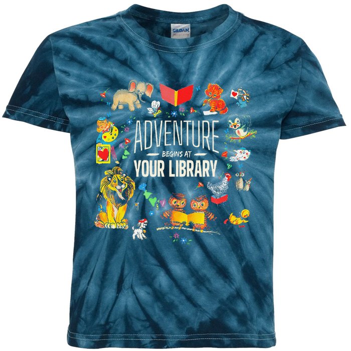 Adventure Begins At Your Library Summer Reading 2024 Animals Kids Tie-Dye T-Shirt