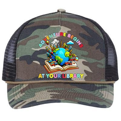 Adventure Begins At Your Library Summer Reading 2024 Earth Retro Rope Trucker Hat Cap