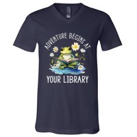 Adventure Begins At Your Library Summer Reading Program 2024 V-Neck T-Shirt