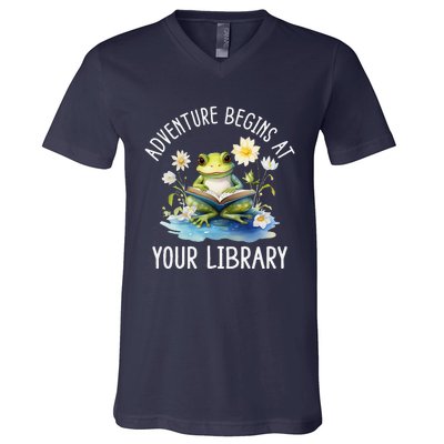 Adventure Begins At Your Library Summer Reading Program 2024 V-Neck T-Shirt