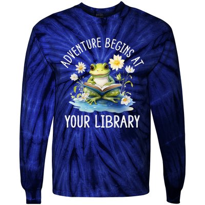 Adventure Begins At Your Library Summer Reading Program 2024 Tie-Dye Long Sleeve Shirt