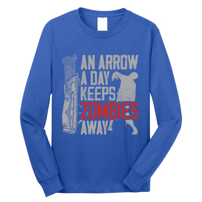 Archery Bow Archer Zombie Vintage An Arrow A Day Keeps Gift Long Sleeve Shirt