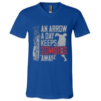 Archery Bow Archer Zombie Vintage An Arrow A Day Keeps Gift V-Neck T-Shirt