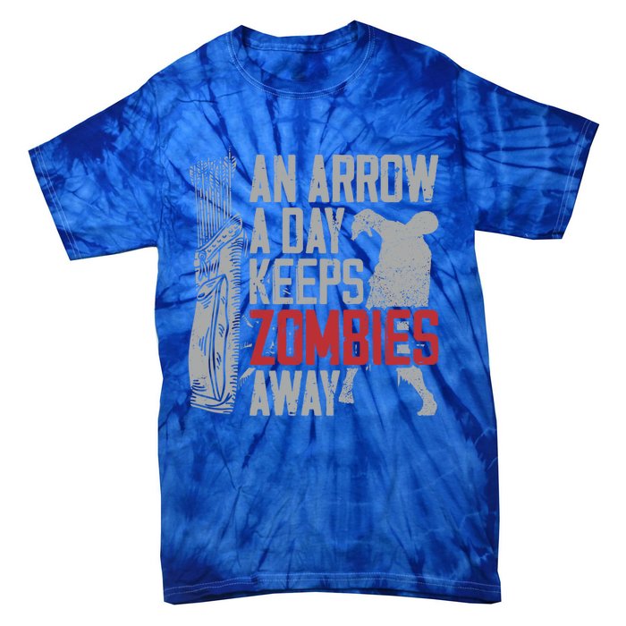 Archery Bow Archer Zombie Vintage An Arrow A Day Keeps Gift Tie-Dye T-Shirt