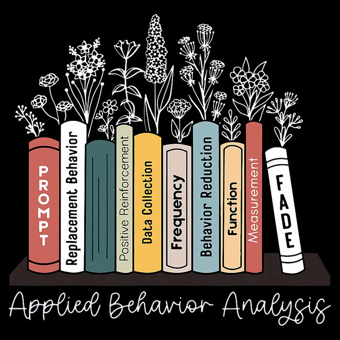 Applied Behavior Analysis Book Wildflower ABA RBT Therapist  Cropped Pullover Crew
