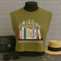 Applied Behavior Analysis Book Wildflower ABA RBT Therapist  Garment-Dyed Women's Muscle Tee
