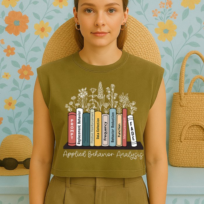 Applied Behavior Analysis Book Wildflower ABA RBT Therapist  Garment-Dyed Women's Muscle Tee