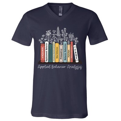 Applied Behavior Analysis Book Wildflower ABA RBT Therapist  V-Neck T-Shirt