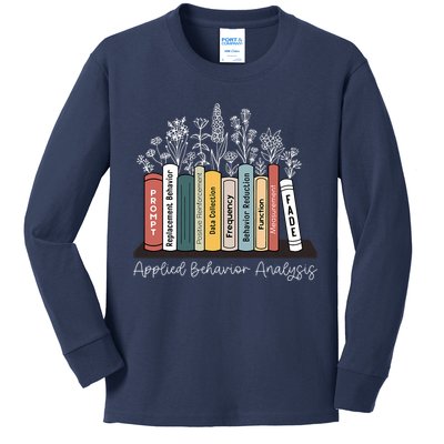 Applied Behavior Analysis Book Wildflower ABA RBT Therapist  Kids Long Sleeve Shirt