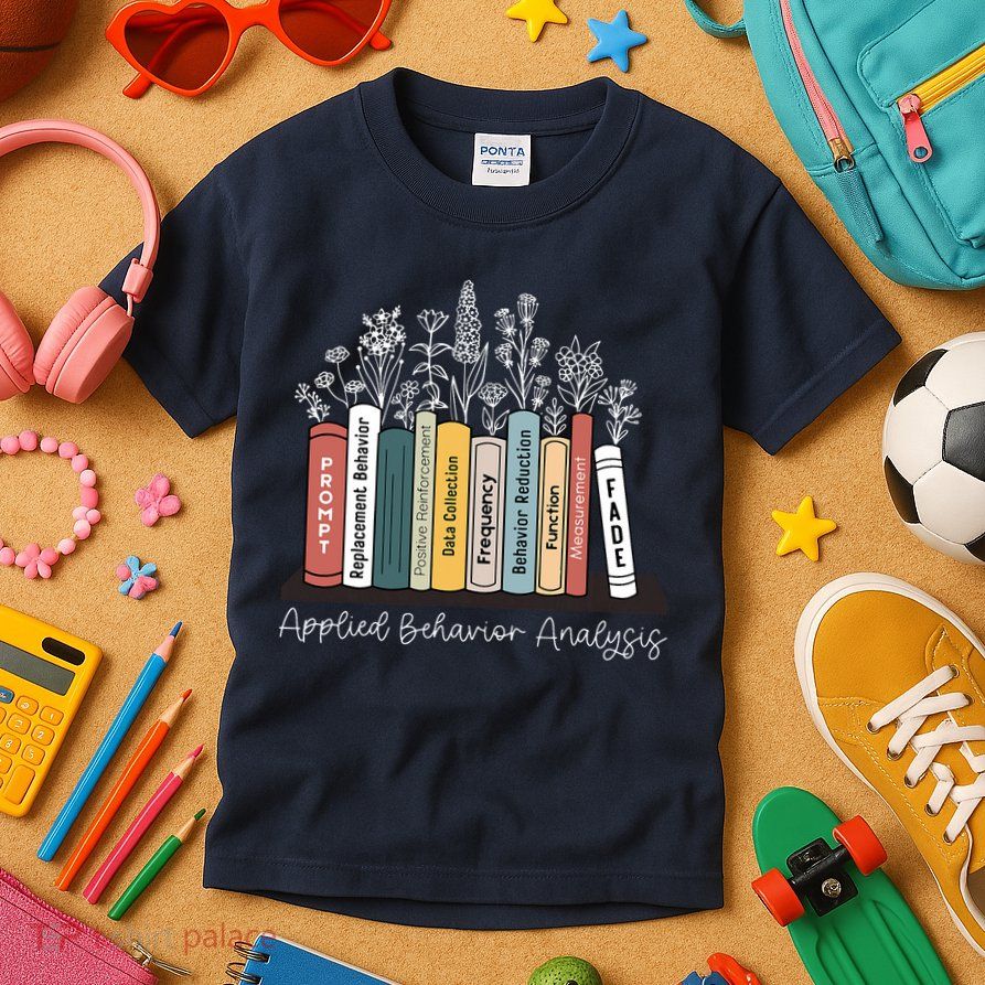 Applied Behavior Analysis Book Wildflower ABA RBT Therapist  Kids T-Shirt