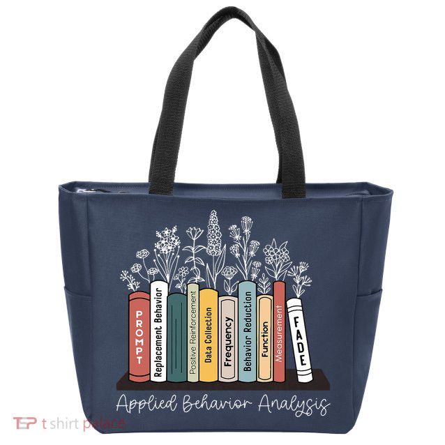 Applied Behavior Analysis Book Wildflower ABA RBT Therapist  Zip Tote Bag