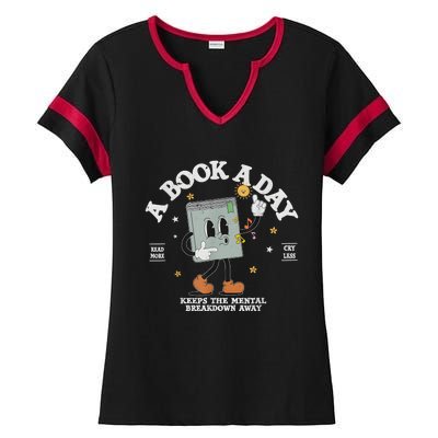 A Book A Day Keep The Mental Breakdown Away Ladies Halftime Notch Neck Tee