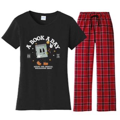 A Book A Day Keep The Mental Breakdown Away Women's Flannel Pajama Set