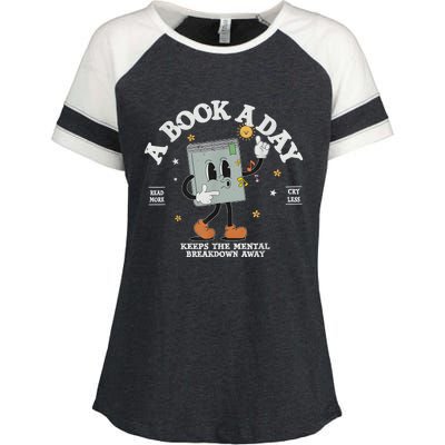 A Book A Day Keep The Mental Breakdown Away Enza Ladies Jersey Colorblock Tee