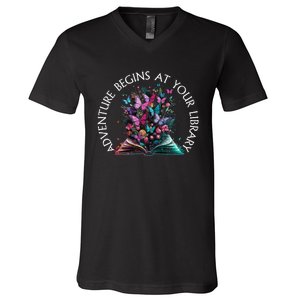 Adventure Begins At Your Library Summer Reading 2024 Gift V-Neck T-Shirt